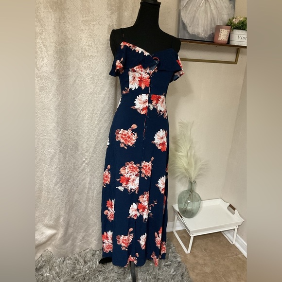 Floral Ruffle Strap Maxi Dress - Picture 2 of 14